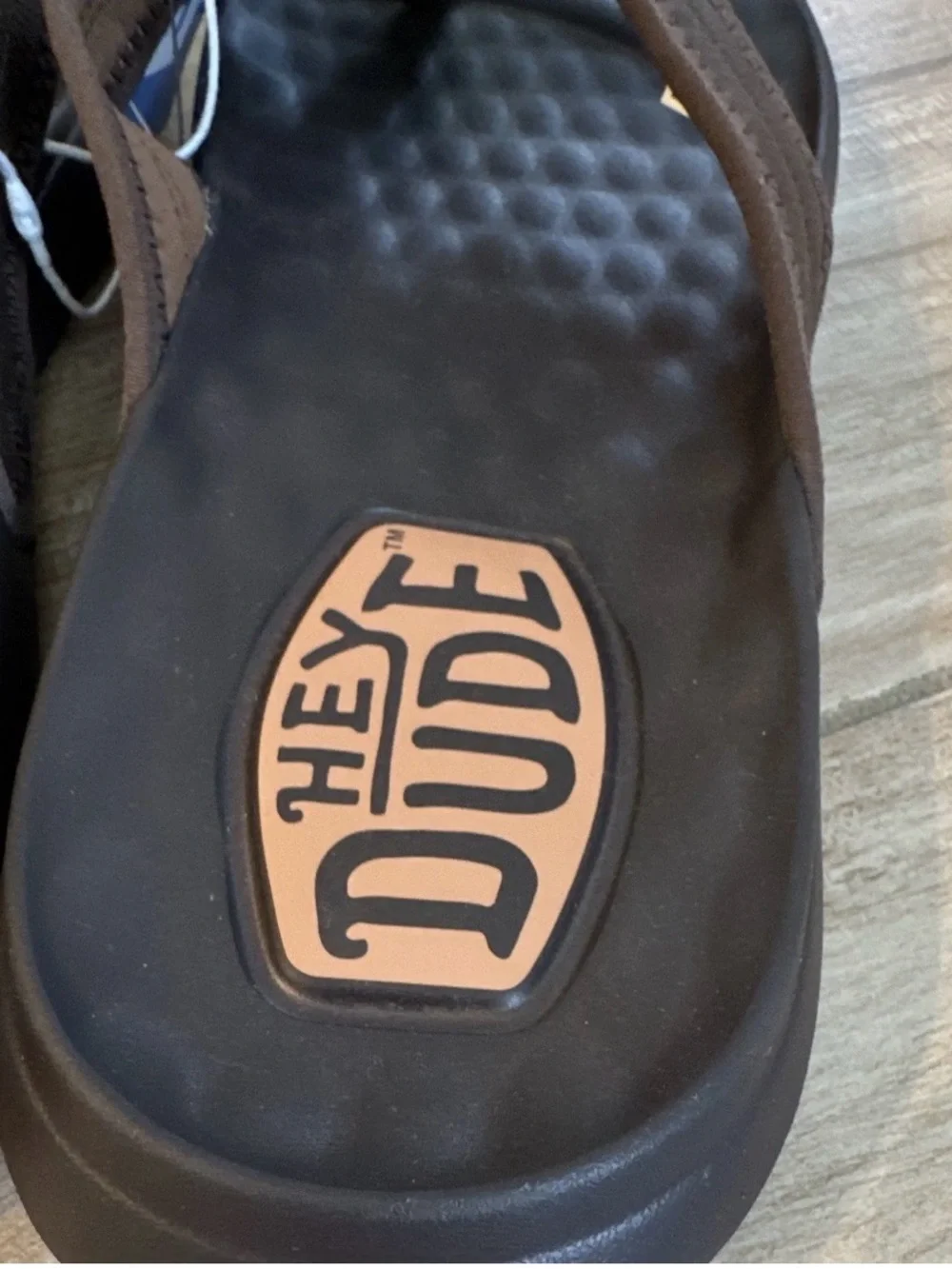 HEYDUDE Myers Flip Classic Comfort Flip Flop Sandals Brown/Black Logo Men 11